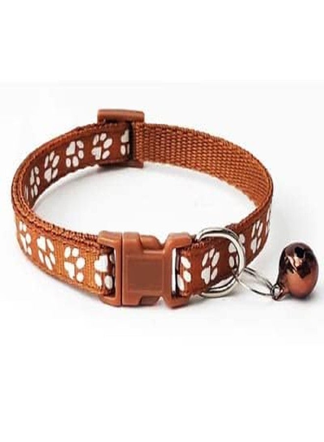 D&C PAWS Cat Collar with Bell -Paw Print Design | Soft Adjustable Breakaway Collar for Cats, Kittens & Small Dogs | Safe, Comfortable & Durable Pet Collar (Brown) - Image 3